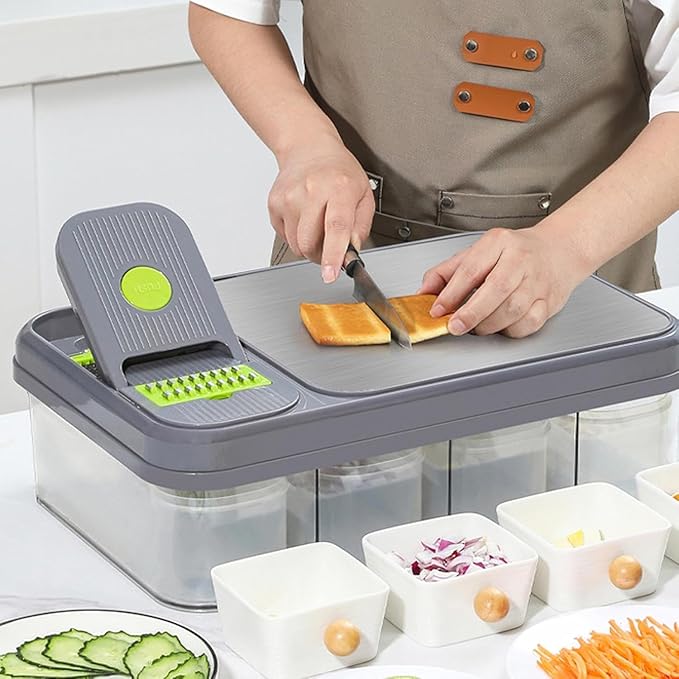 28-Pcs Vegetables Cutter & Slicer with Cutting Board and Storage Drawers