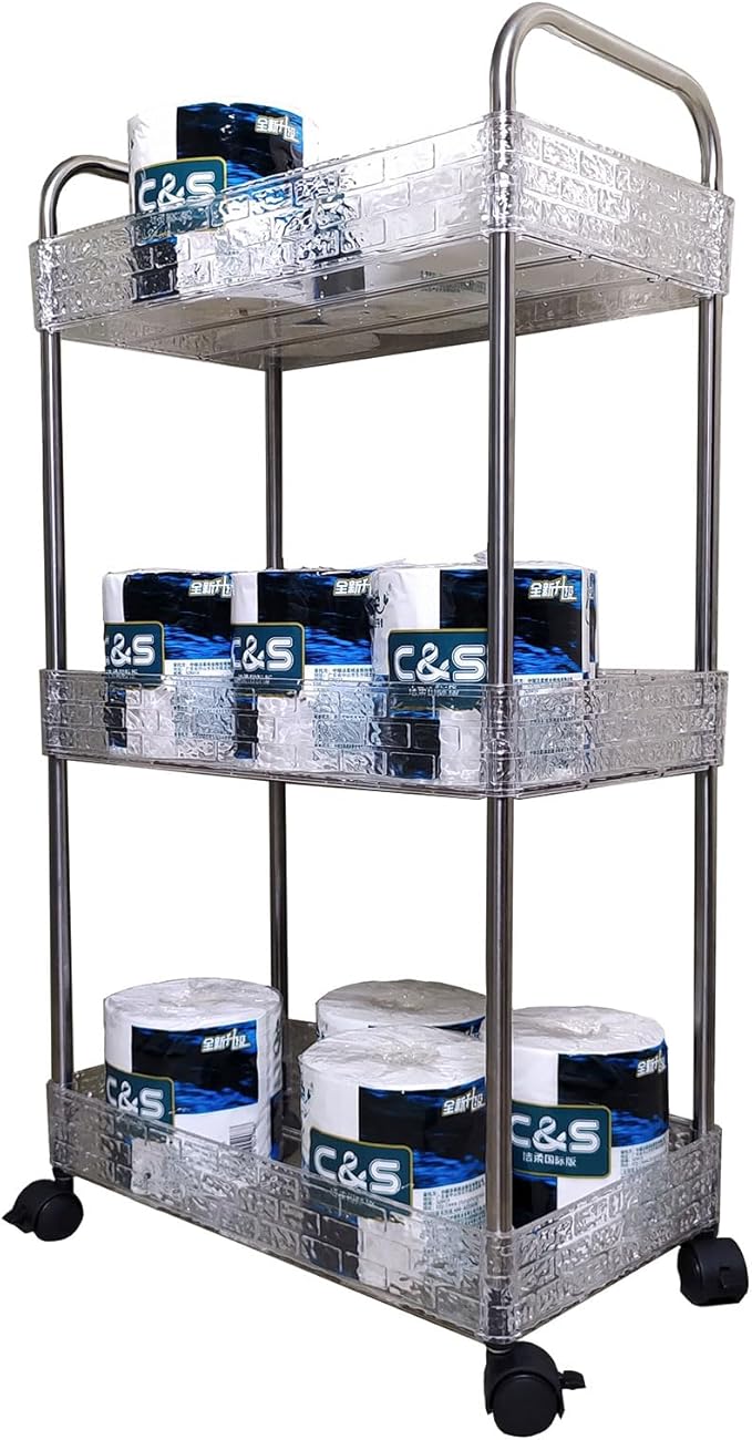 Frosted Acrylic Multi-Tier Storage Cart with Wheels