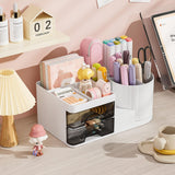 Multi-Compartment Desk & Vanity Organizer with Rotating & Drawer Storage