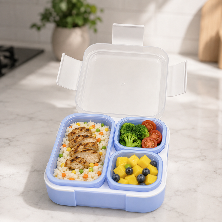 720ml 3-Compartment Lunch Box with Removable Lidded Containers