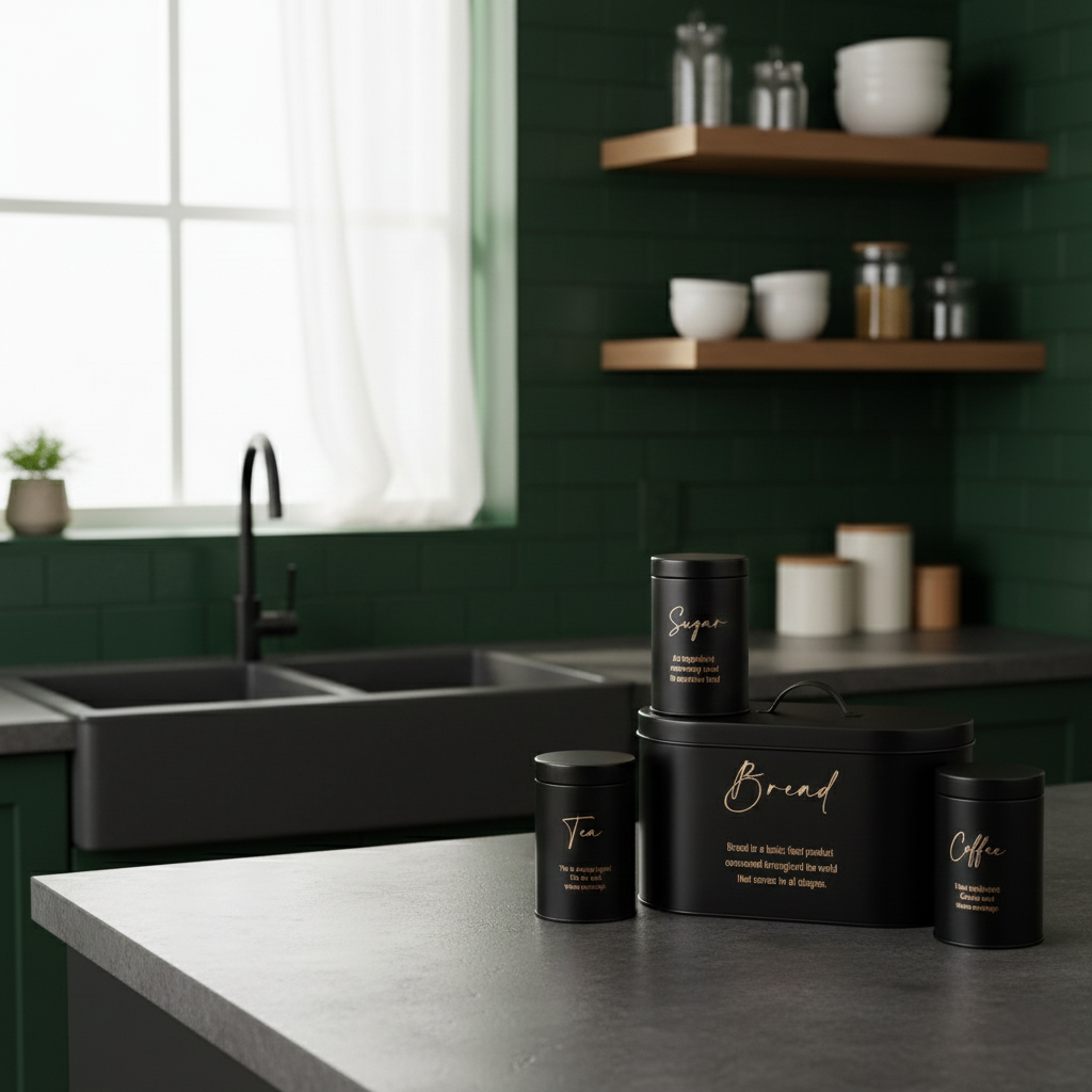 Luxury 4-Piece Bread, Tea, Coffee, and Sugar Canister Set