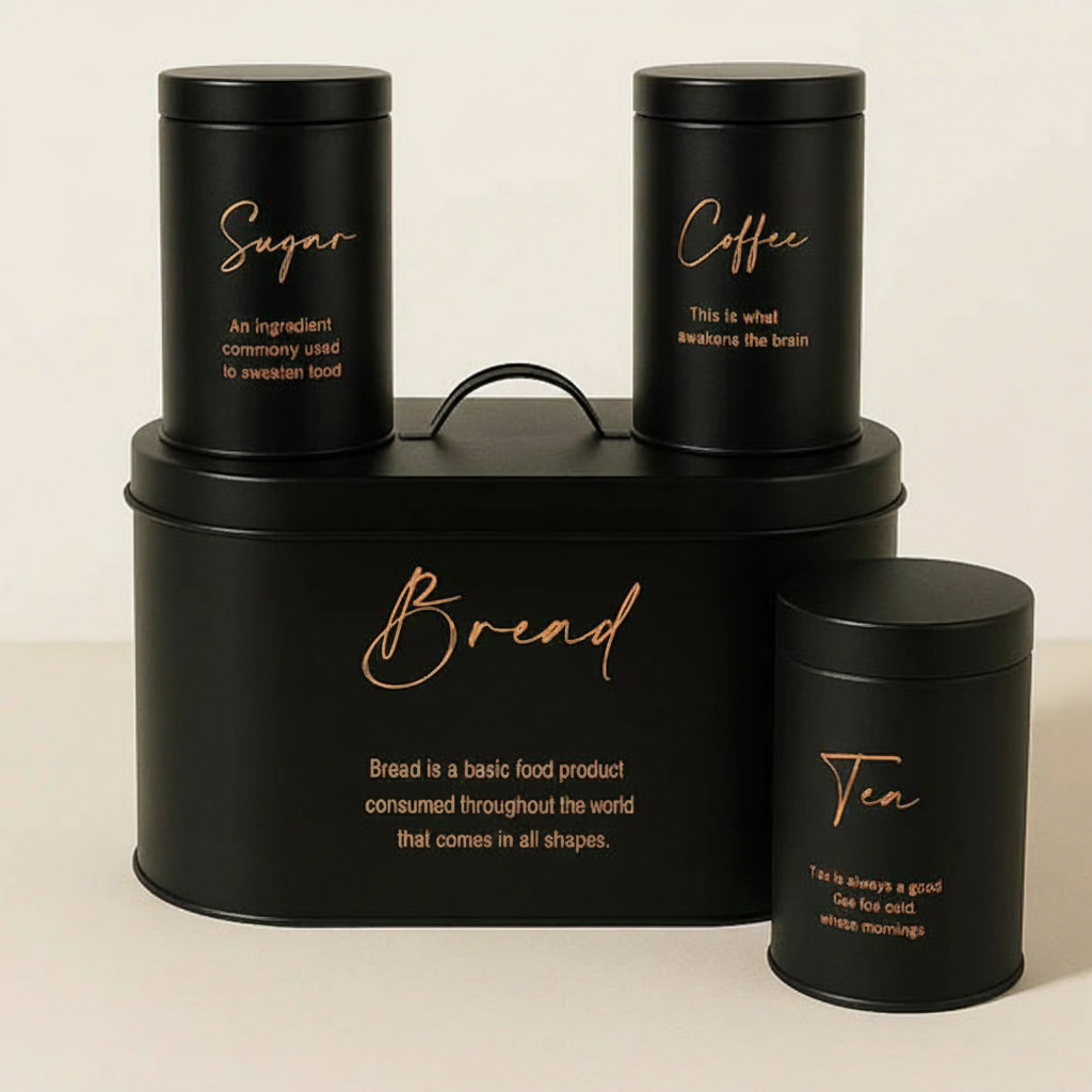 Luxury 4-Piece Bread, Tea, Coffee, and Sugar Canister Set