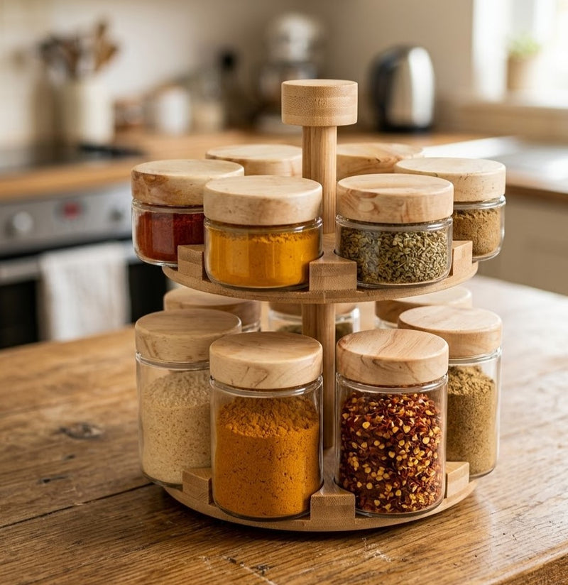 RotaryServe 12-Pcs Spice Jar Set