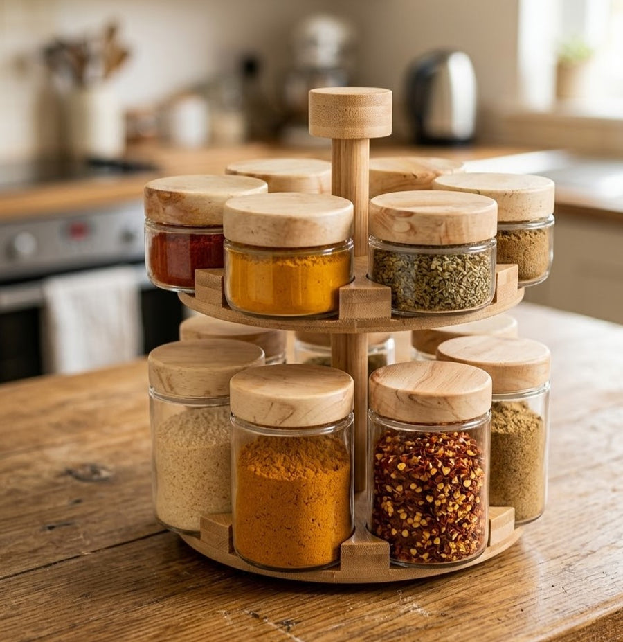 RotaryServe 12-Pcs Spice Jar Set