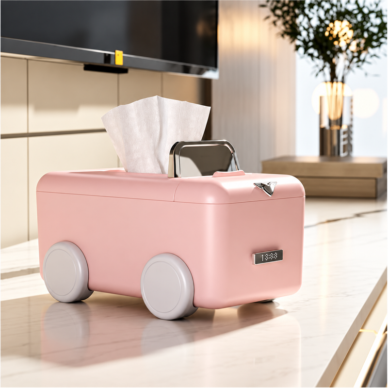 Car-Shaped Tissue Holder with Top Slot & Opening Lid