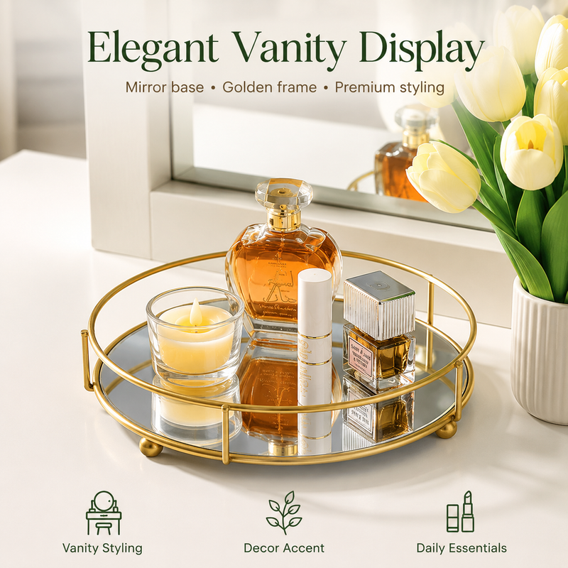 Classy Golden Vanity Display with Mirror by Matrix