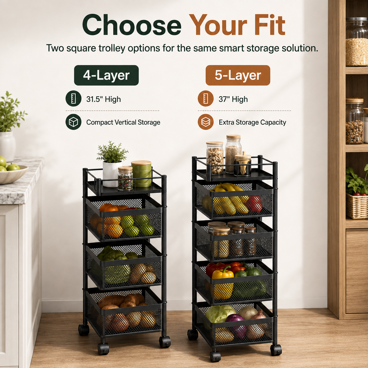 Premium Square Metal Trolley By MATRIX