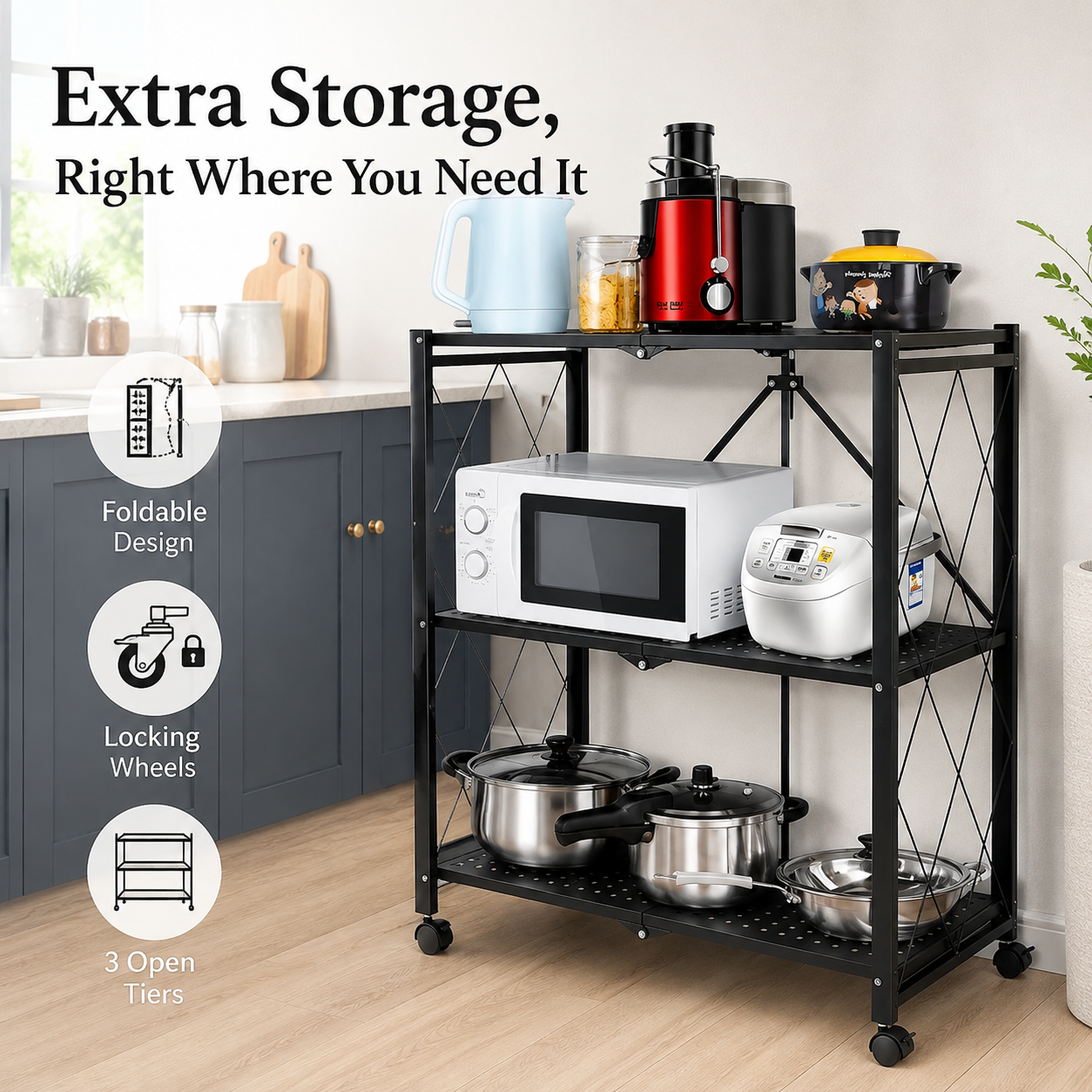 Foldable Kitchen Trolley