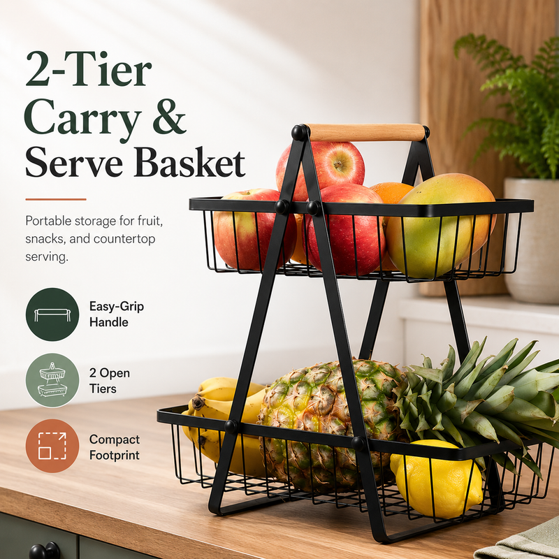 2-Tier Carry and Serve Fruit Basket by Matrix