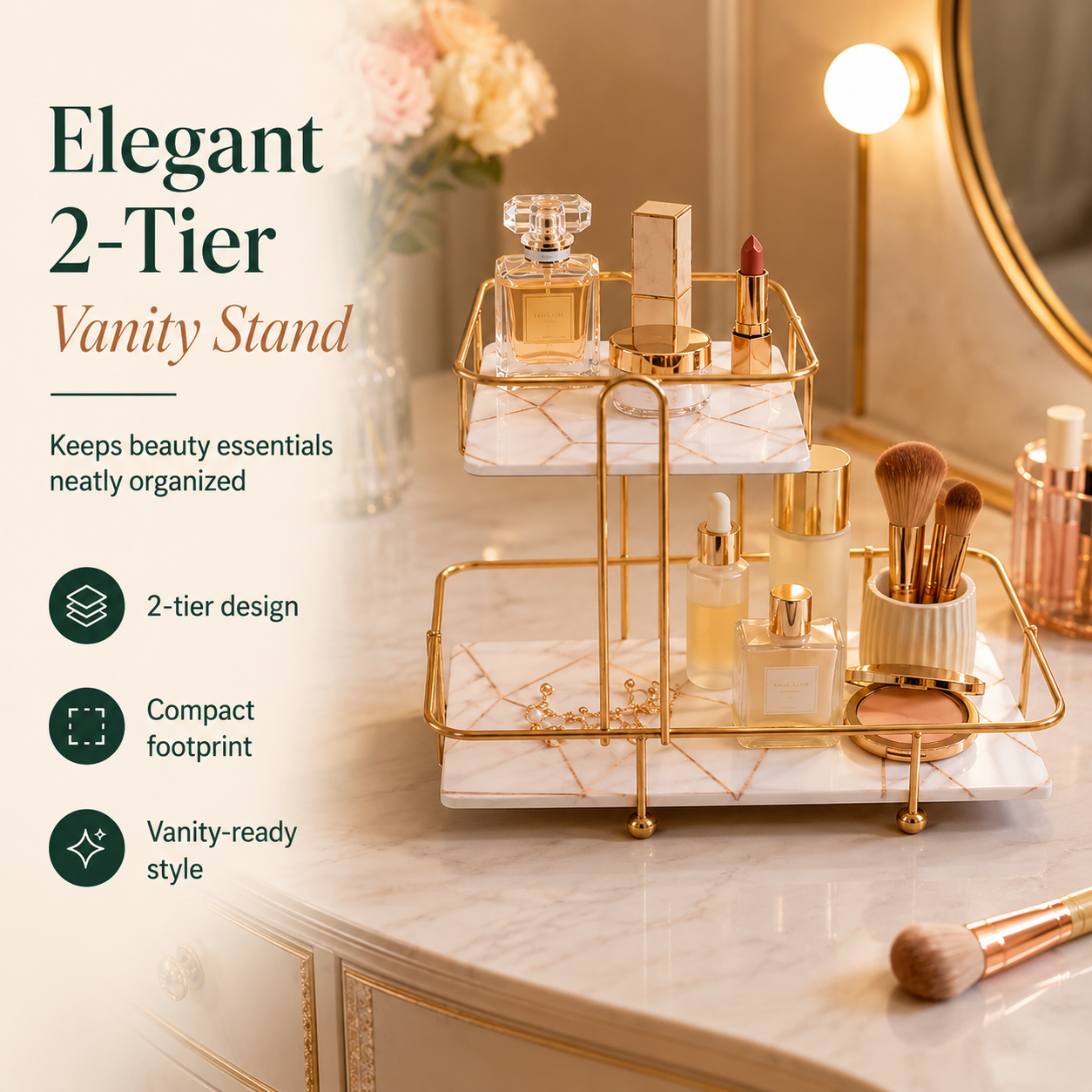 SquaRectangle 2-Tier Golden Vanity Stand by Matrix