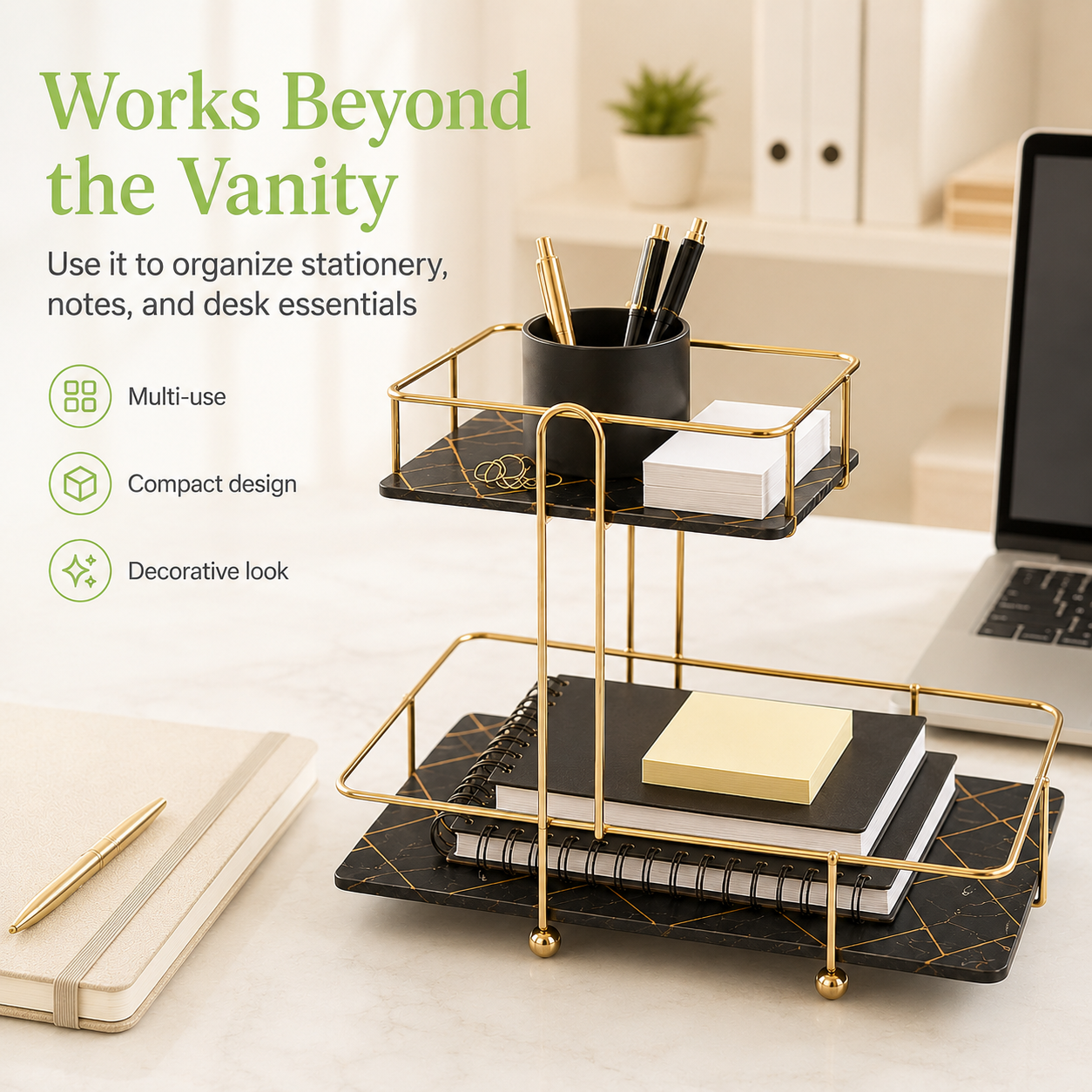 SquaRectangle 2-Tier Golden Vanity Stand by Matrix