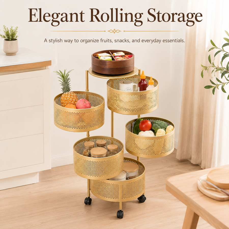 The Golden Edition Premium Round Metal Trolley by Matrix