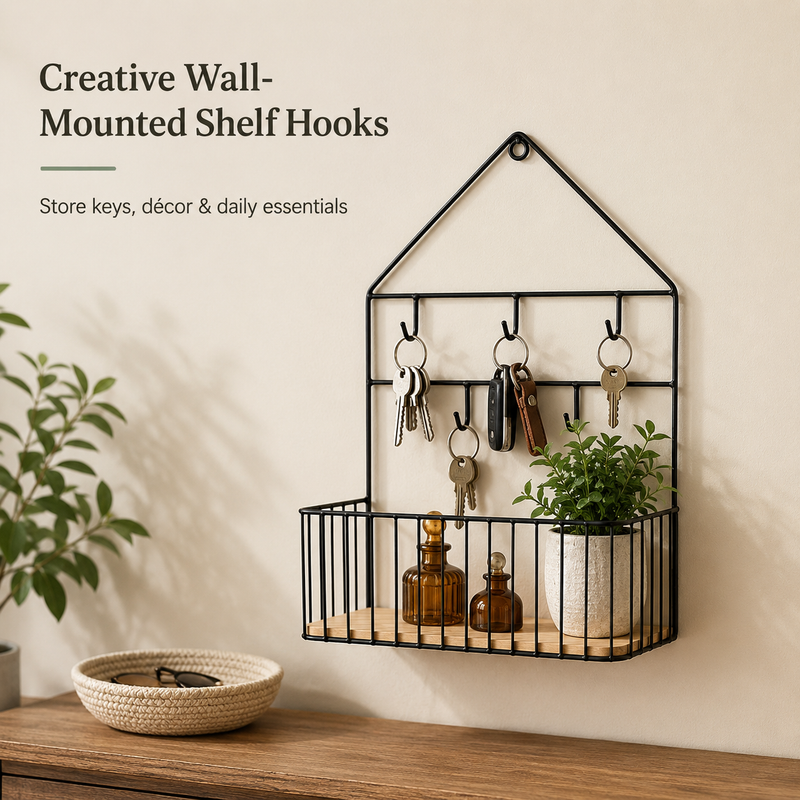 Creative Wall Mounted Shelf - Hooks