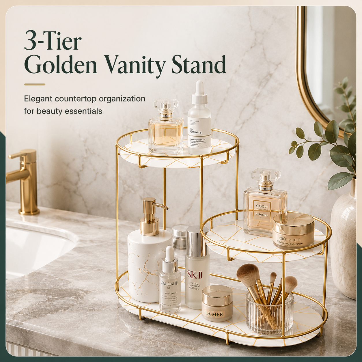 3-Tier Golden Vanity Stand by Matrix