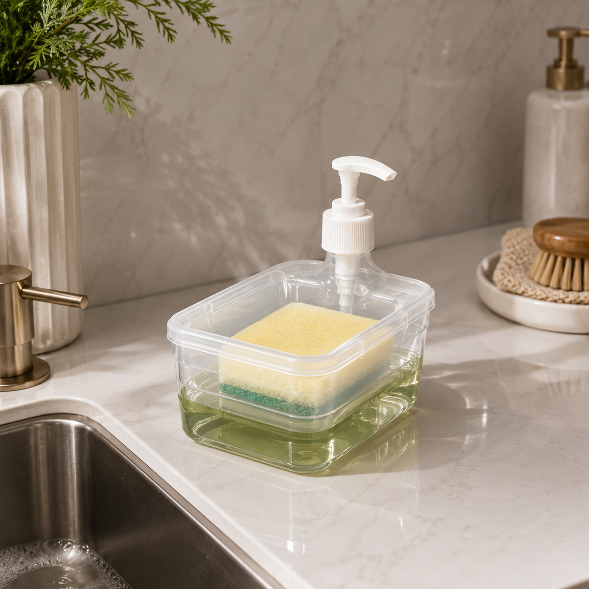 Sink Side Liquid Dispenser and Sponge Set
