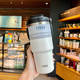 TYESO® SteelCore Stainless Steel Dual-Lid Tumbler with Top-Handle (900ml) (TS-8828)