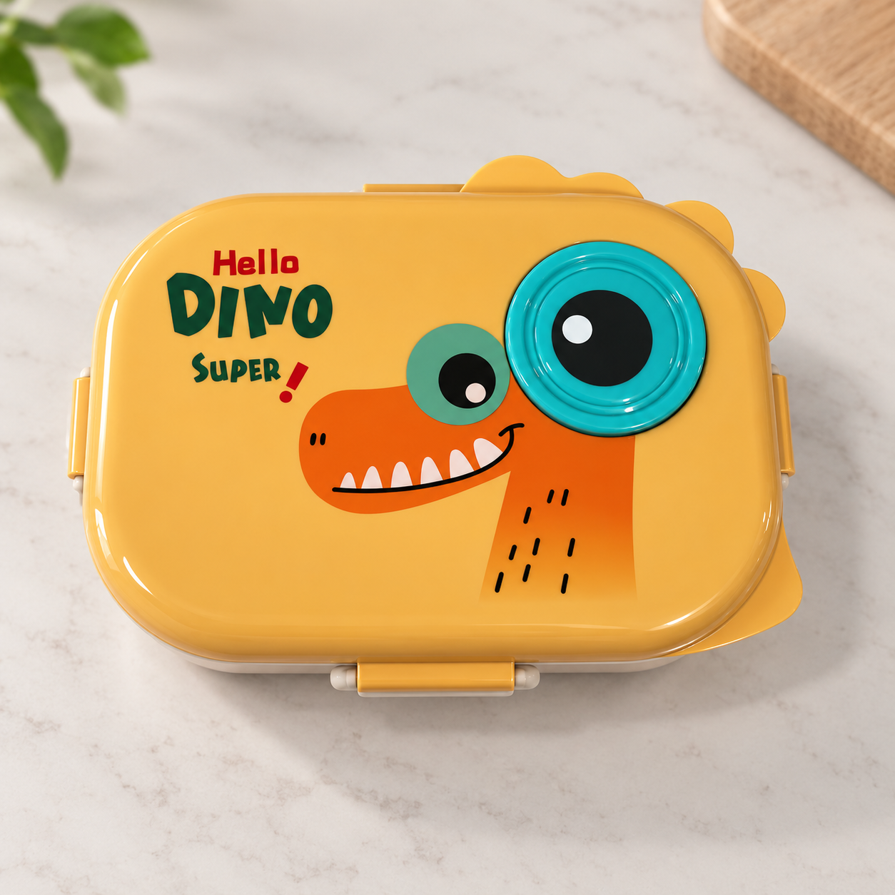 Dinosaur Kids Lunch Box with 3-Section Tray & Cutlery
