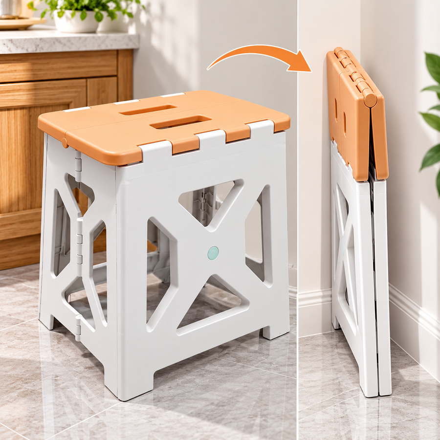 Foldable Step Stool & Seat – 3 cm Slim Storage Design