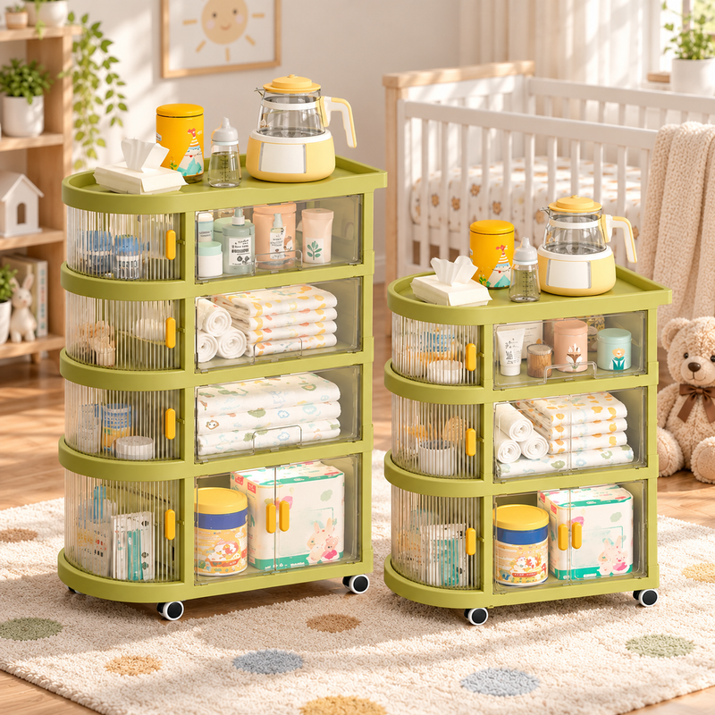 Foldable Baby Essentials Storage Trolley with Wheels – 3 & 4 Tier