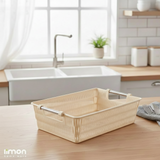 Multipurpose Rectangle Bamboo Basket with Steel Handles by Limon