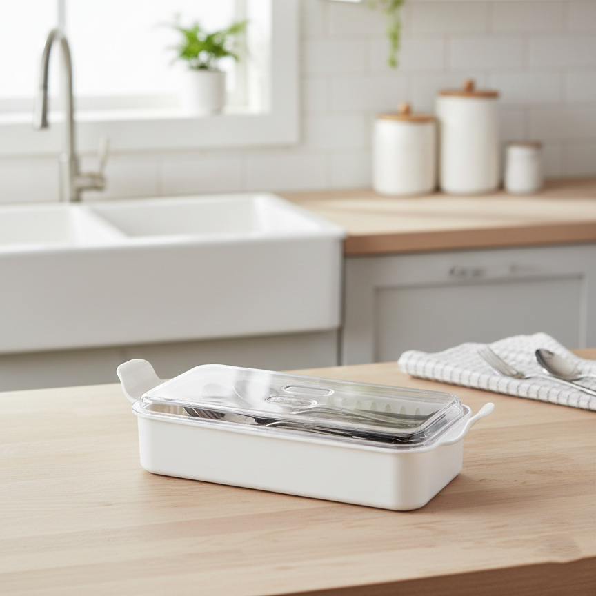 Cutlery Box with Lid and Drain (1035) by Limon