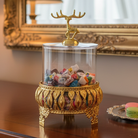 Royal Golden Base Glass Jar with Lid