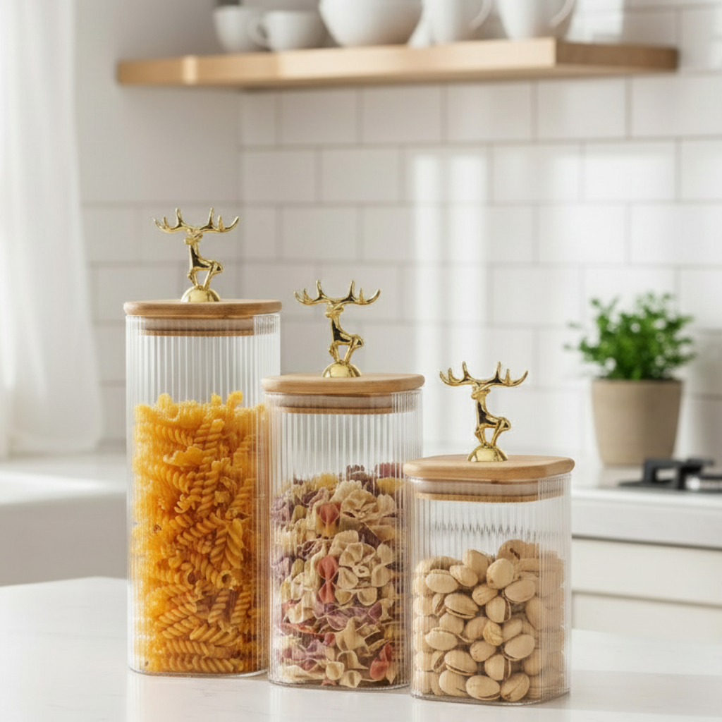 Imperial Stag Glass Jars Trio (1113)