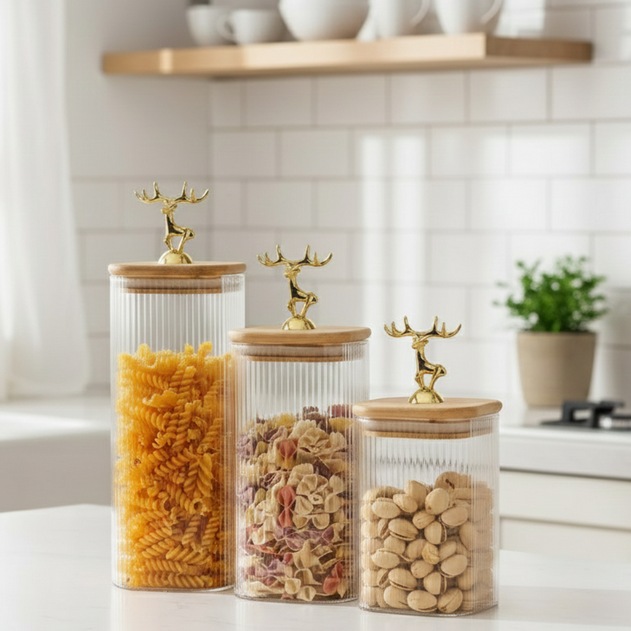 Imperial Stag Glass Jars Trio (1113)