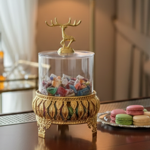 Royal Golden Base Glass Jar with Lid