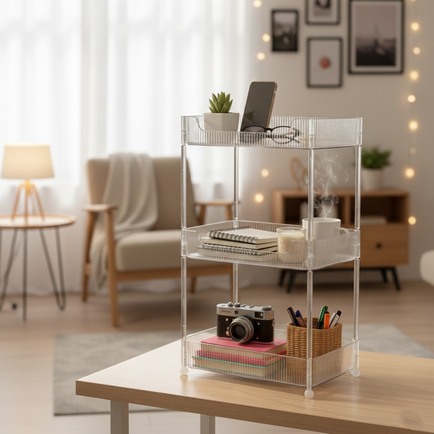 ClearStack 3-Tier Ribbed Acrylic Organizer