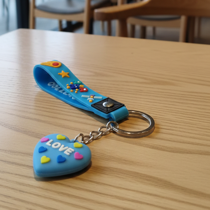 3D Heart Shaped Strap Keychain