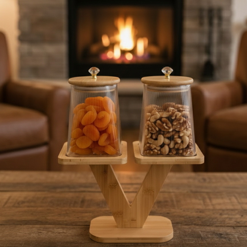 V-Crest Ribbed Glass Bamboo Display (1110)