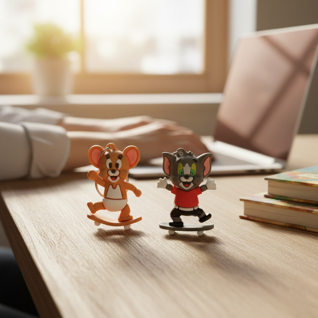 Tom & Jerry on Skateboard Keychain