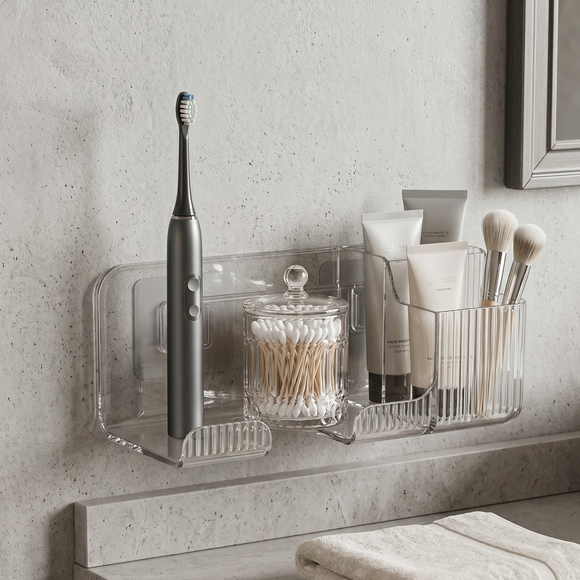 Ribbed Wall-Mounted Shelf with Drain