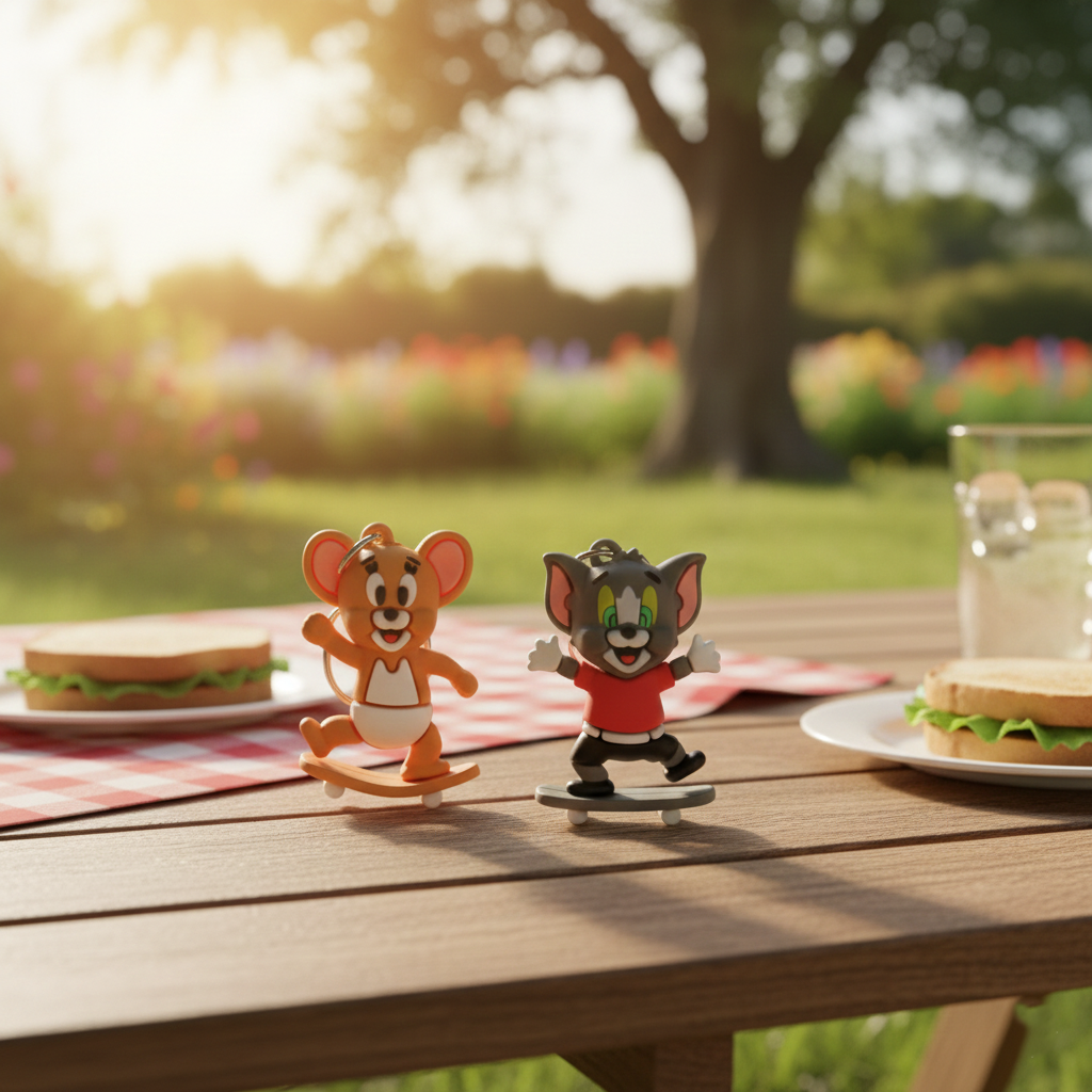 Tom & Jerry on Skateboard Keychain