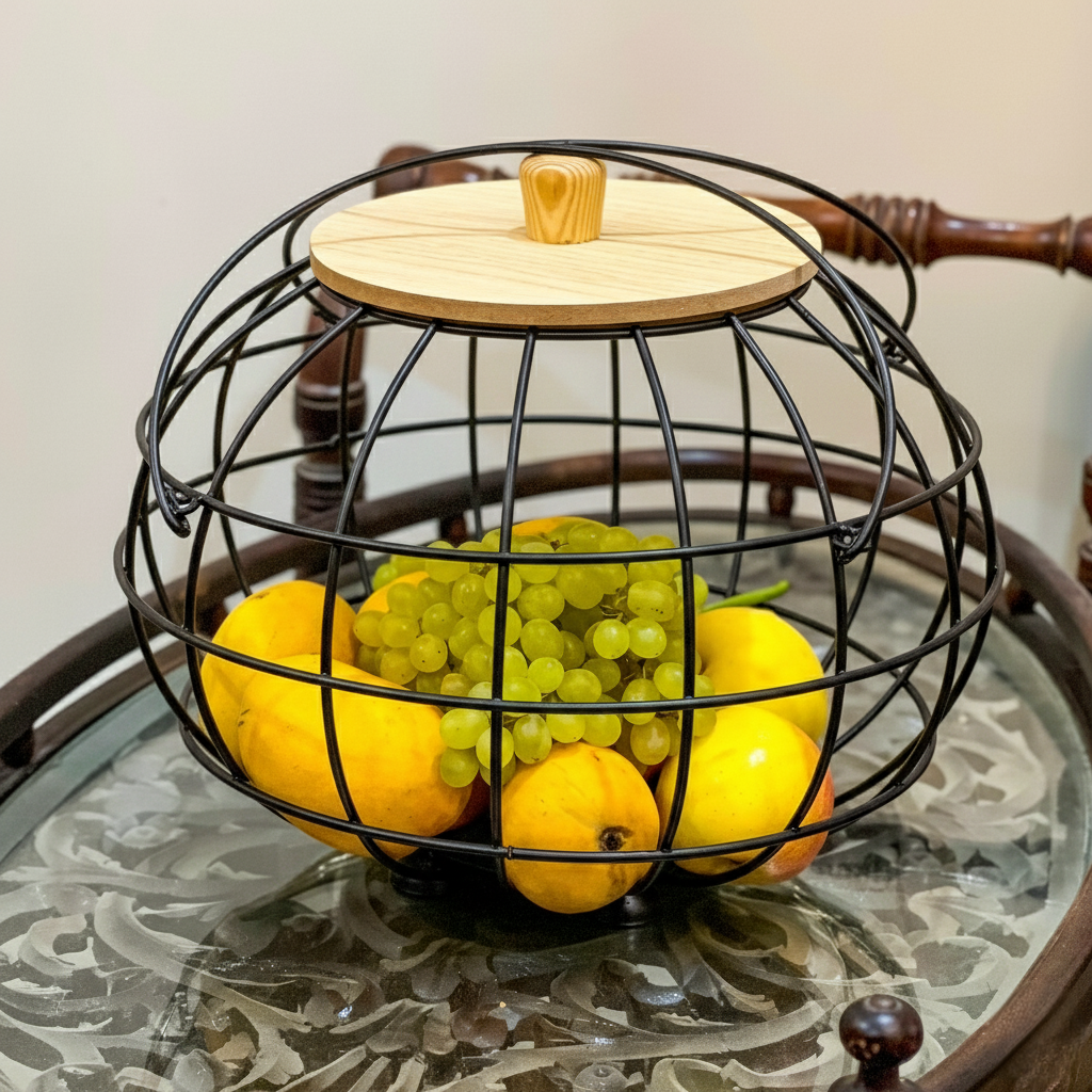 Multipurpose Basket with Wooden Lid & Handles by Matrix