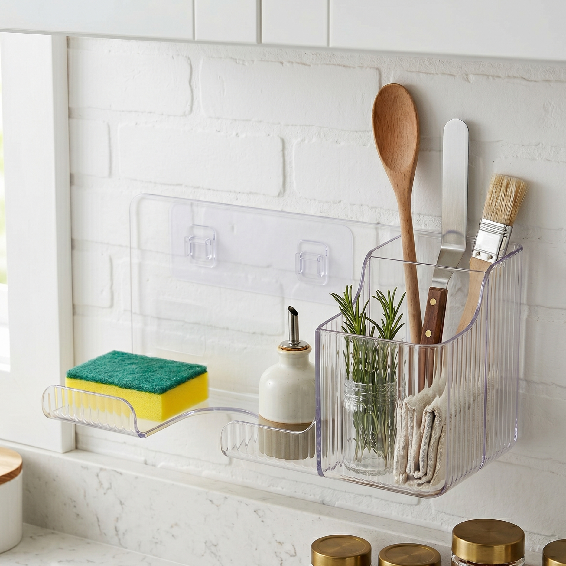 Ribbed Wall-Mounted Shelf with Drain