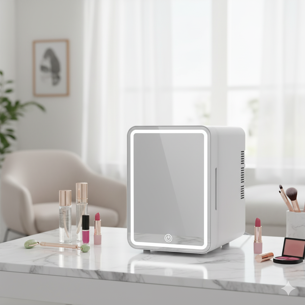 Portable Mini Fridge with LED Mirror