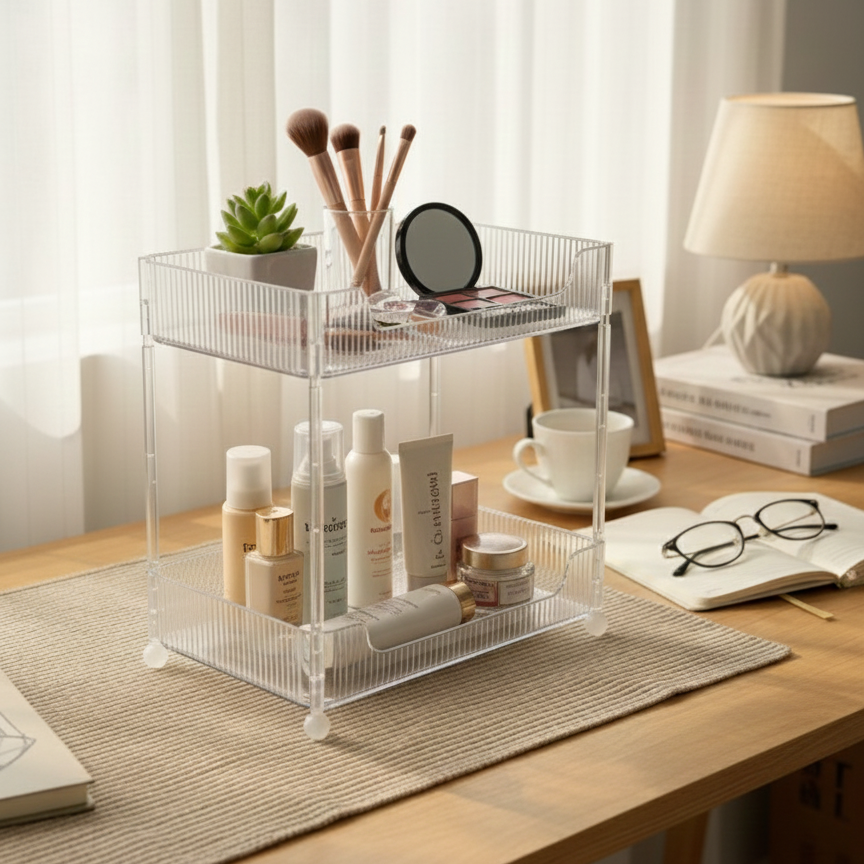 ClearStack 2-Tier Ribbed Acrylic Organizer