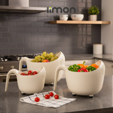 Pack of 3 Fruits and Vegetables Wash Bowl with Drainer (3035) by Limon