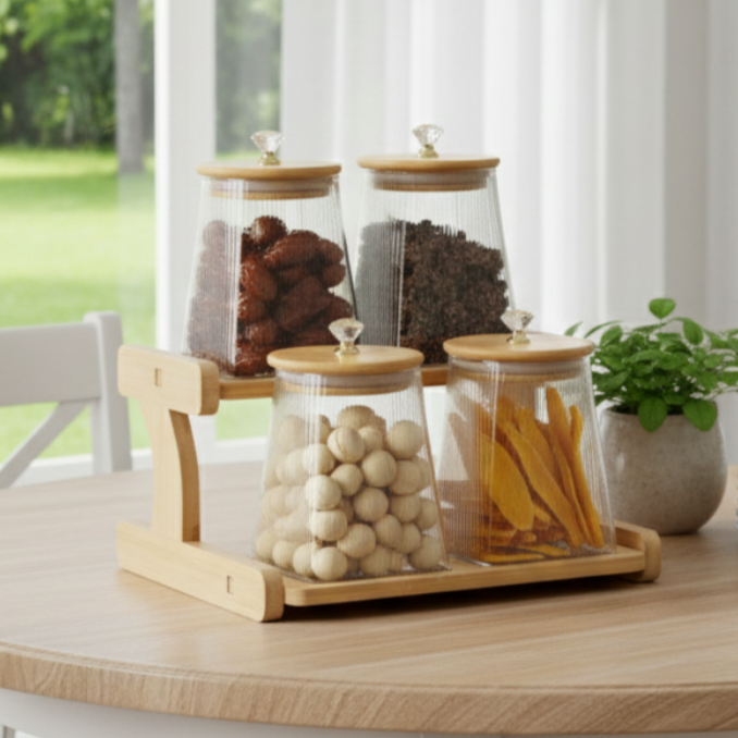 WoodCrest Ribbed & Tinted Glass Display (1111)