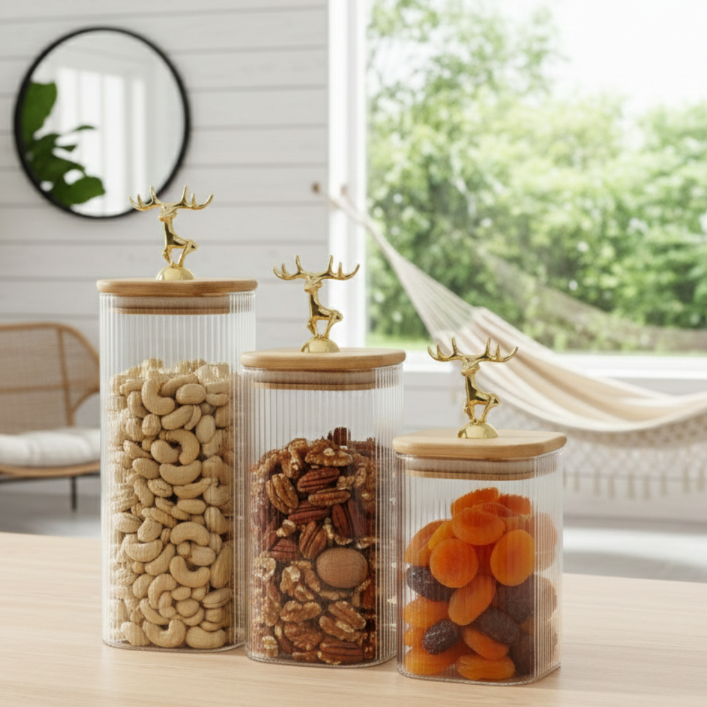 Imperial Stag Glass Jars Trio (1113)