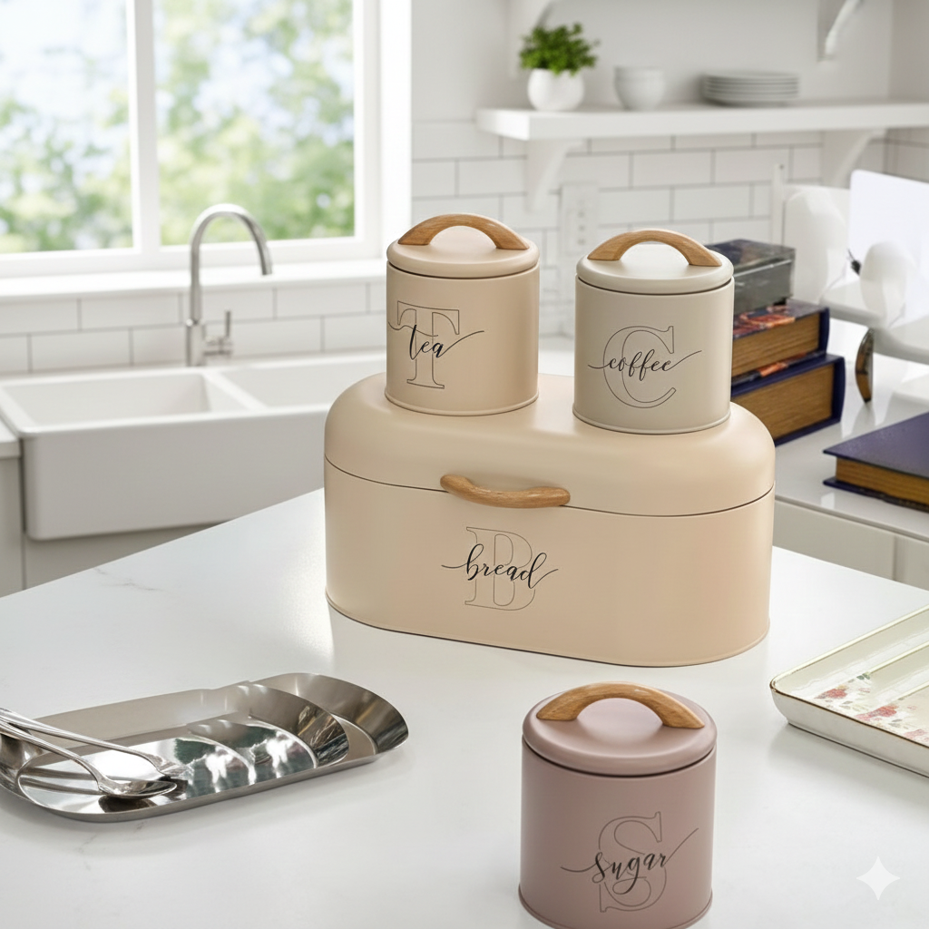 MultiColor 4-Piece Bread, Tea, Coffee, and Sugar Canister Set