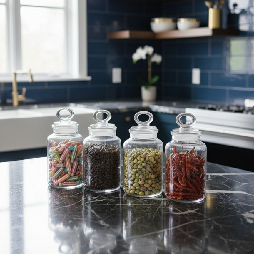 4-Pcs Rustic Design Handmade Glass Canister Set (2007) by Limon