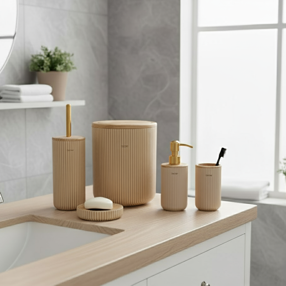 Elite Ribbed 5-Piece Bathroom Set (172) By Duman