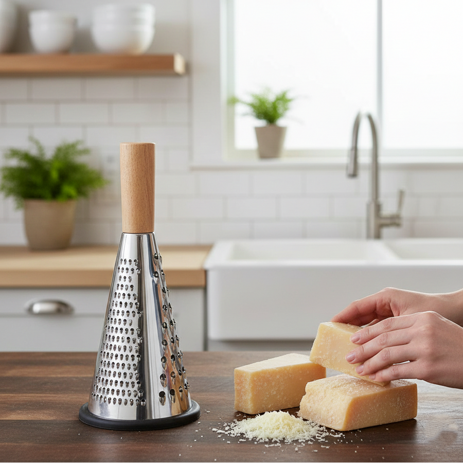3-Sided Grater with Wooden Handle