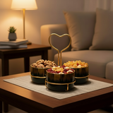 Luxury Ceramic Jar Trio with Golden Holder