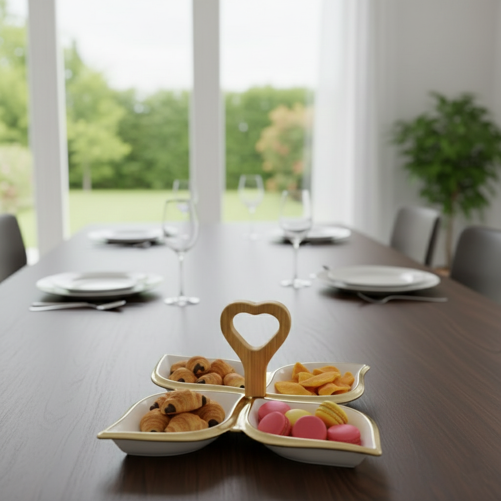 GoldenHeart 4-Section Ceramic Platter