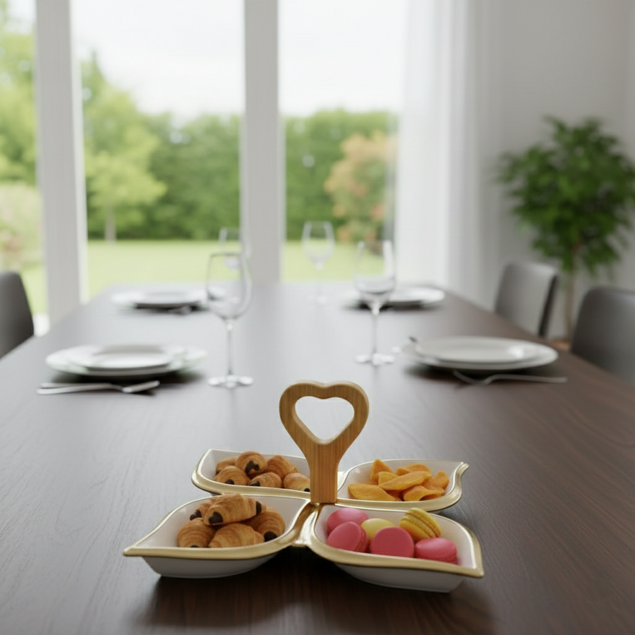 GoldenHeart 4-Section Ceramic Platter
