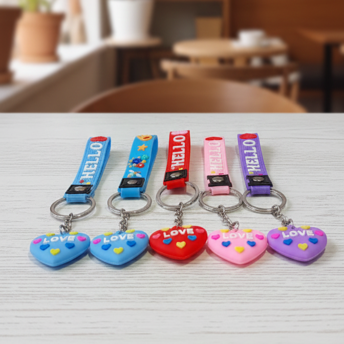 3D Heart Shaped Strap Keychain